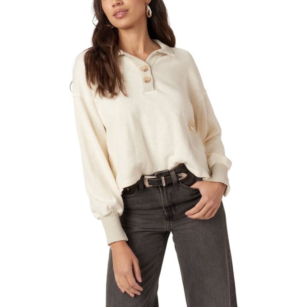 Project Social T Womens Summit Textured Henley Sweatshirt, Brown